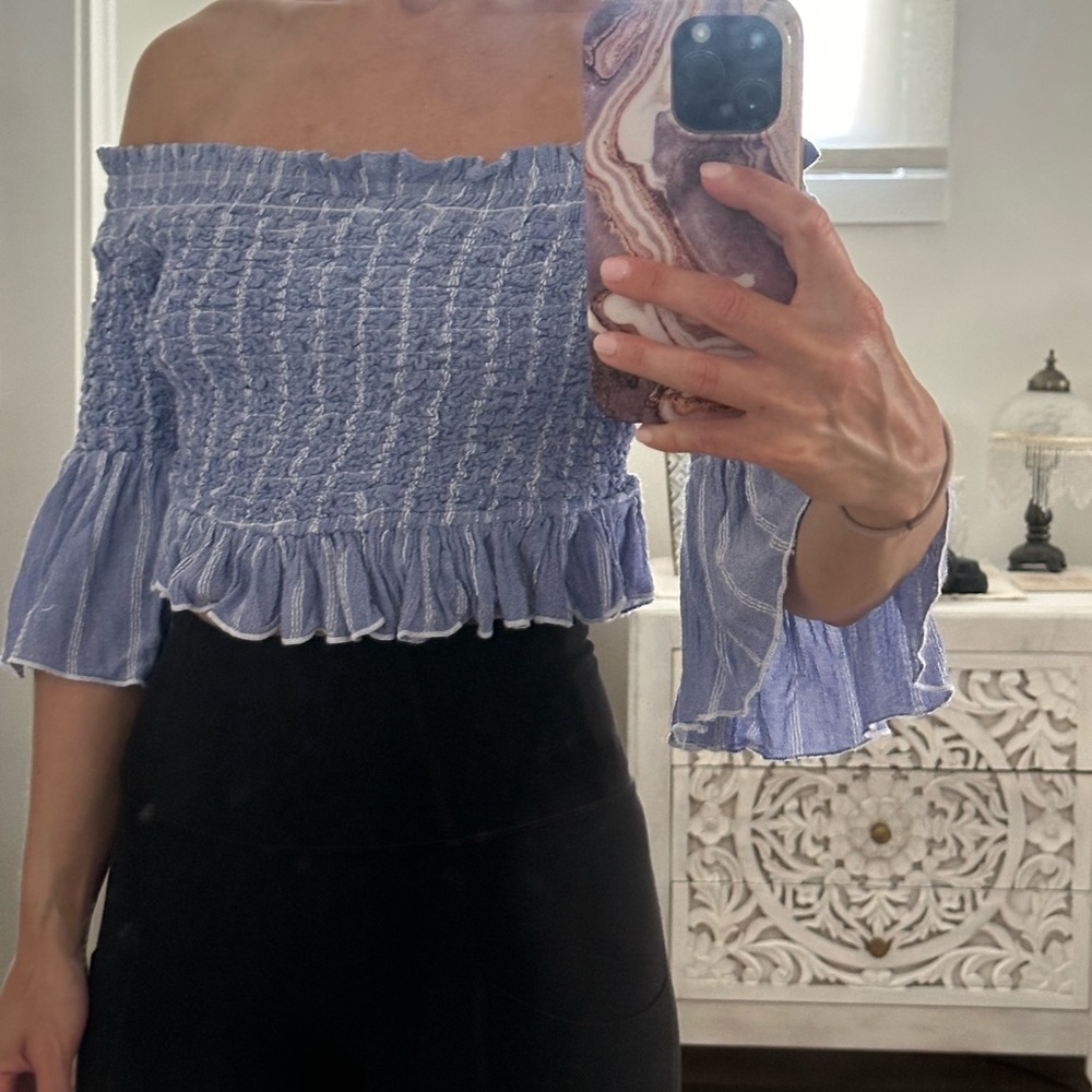 Free People | Blue striped crop top (XS)